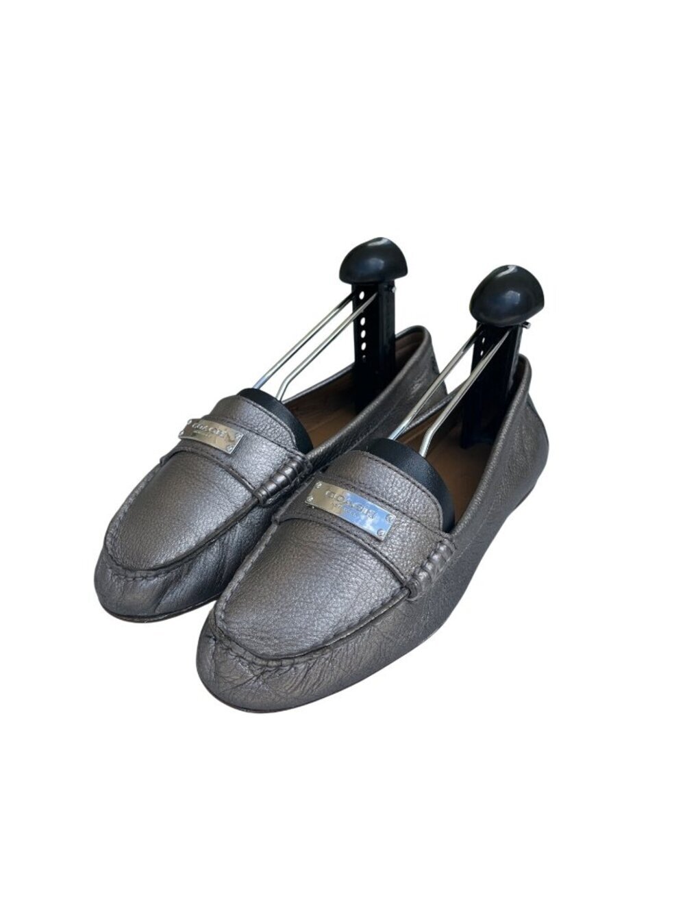 Coach Frederica Metallic Leather Loafers Womens US 7 EU 37 Slip-On Driving Shoes